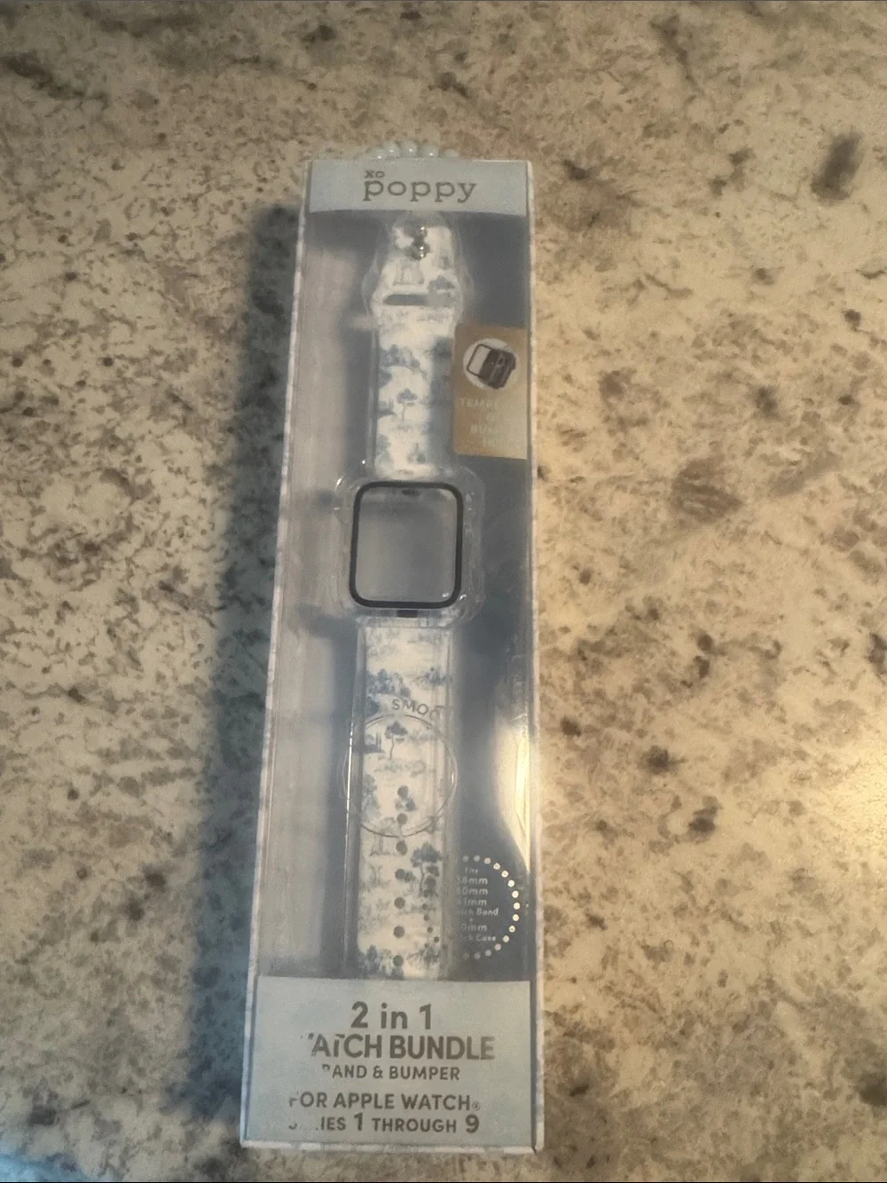 New Poppy 2-in-1 White and Blue Floral Apple Watch Band & Bumper